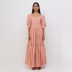 JONATHAN SIMKHAI WILDER ORANGE COTTON-JACQUARD MAXI DRESS IN SORBET